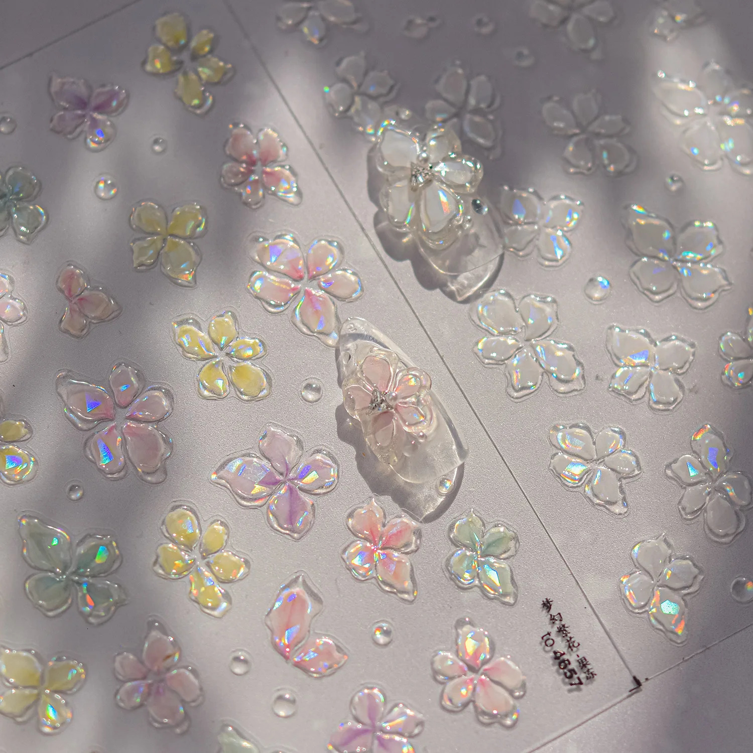 3D Fashion Jelly Flash Quadripetal Flower Butterfly Nail Art Stickers Manicure ns High Quality Self Adhesive Sticker T4204 250605