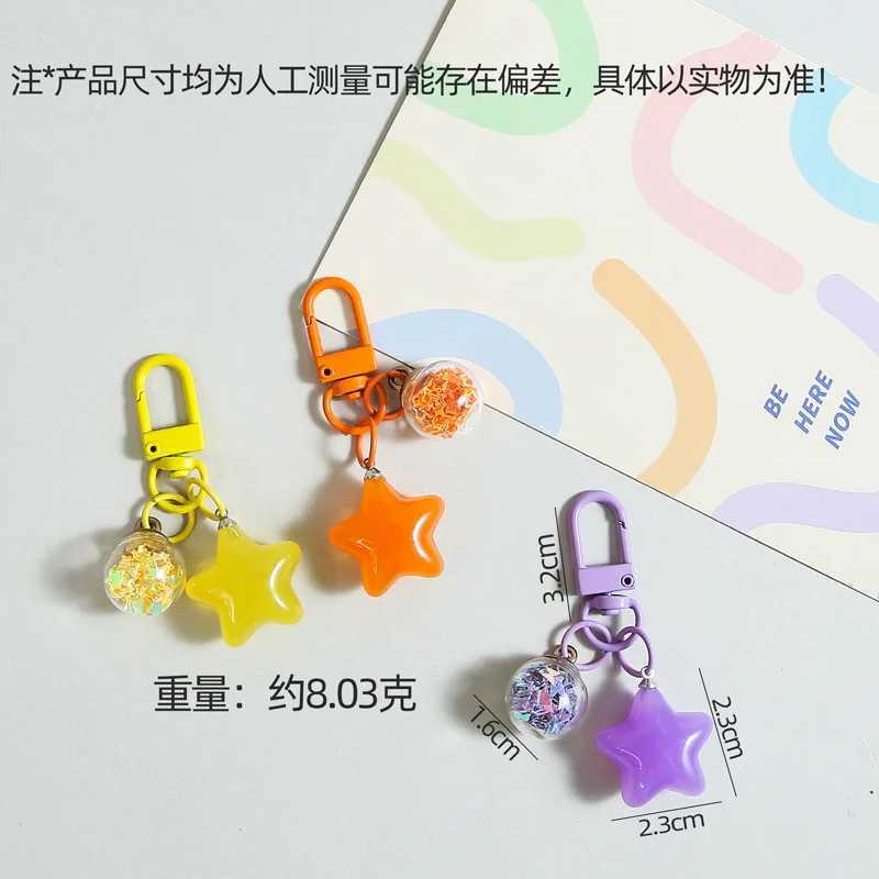 2pcs Metal Keyrings Buckle With Jelly Stars Bottle Pendant Colored Keychain For DIY Jewelry Making Key Accessories Wholesale Z250607