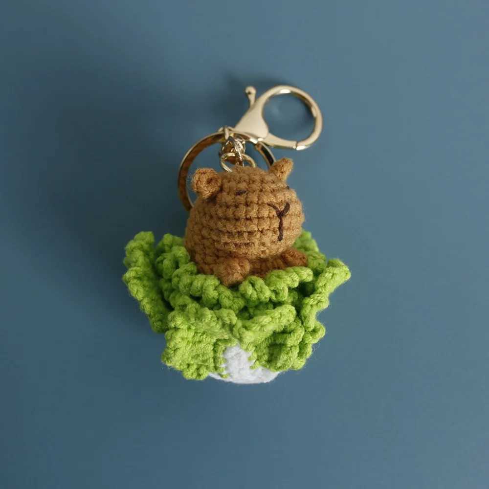 Kids Toys Capybara Doll Keychains Knitted Creative Cartoon Pendant Bag Accessories Crochet Key Ring XJ250607