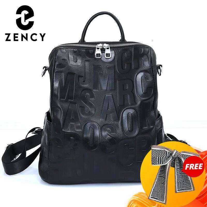 Designer Bag Zency Women S Genuine Leather Backpack Top Quality Sier Hardware Unique Letter Shoulder Travel Knapsack Lady Large Rucksacks