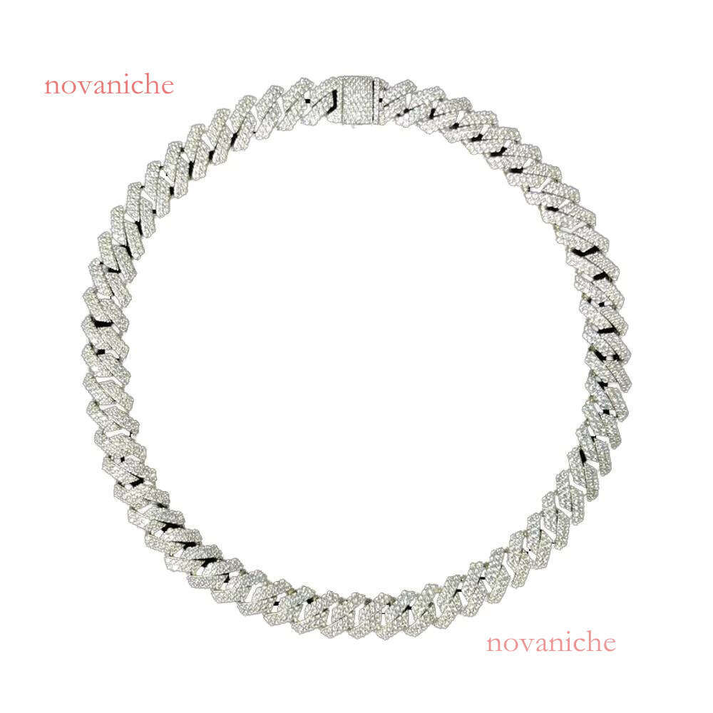 16mm Wholesale Custom Sterling Sier Zircon Cuban Link Chain Bracelet Necklace Brass Unisex