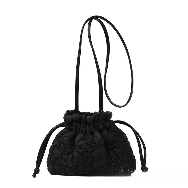 Free Shipping 2025 New Designer Bag Minimalist Quilted Drawstring Bucket Bag Luxury Wallet Soft Nylon Shoulder Bag Lightweight Dumpling Bag Trendy Han