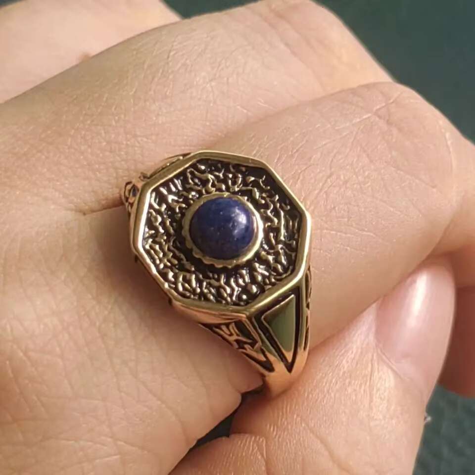 Real Pure S925 Silver Wedding Rings for Men Women Inspired by The Vampire Diaries with Lapis Lazuli Diamond Inlay Jewelry