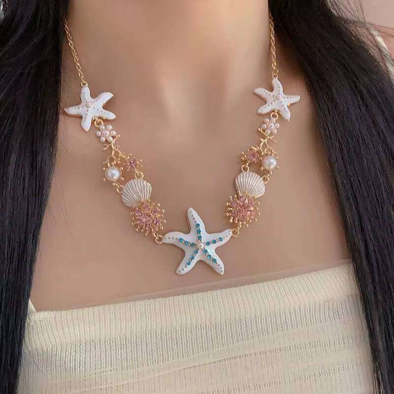 Vacation Style Ocean Series Shell Starfish Bohemian Pearl Women Casual Beach Party Exaggerated Necklace