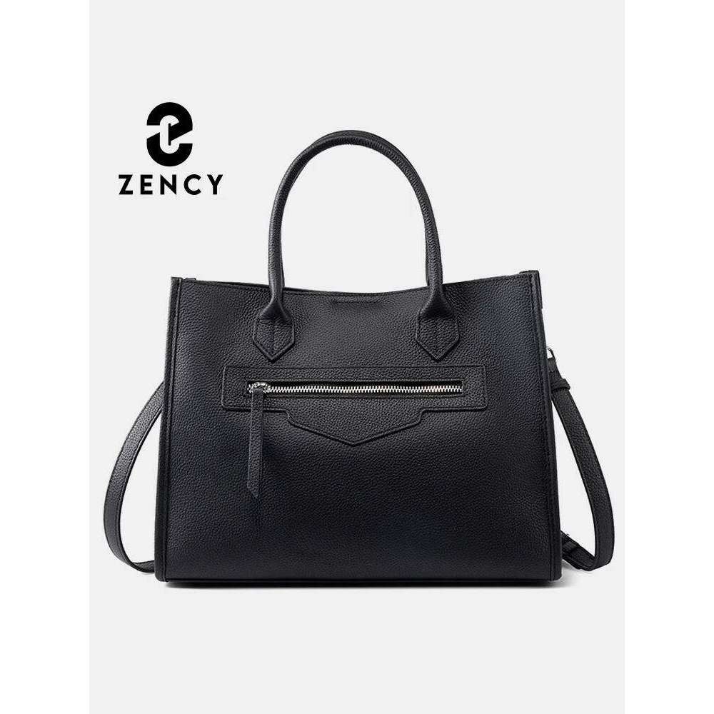 Zency 2024 Women Handbag Vintage Genuine Leather Shoulder Bag Ladies Crossbody Simple Top Handle For Work Designer Big Bags