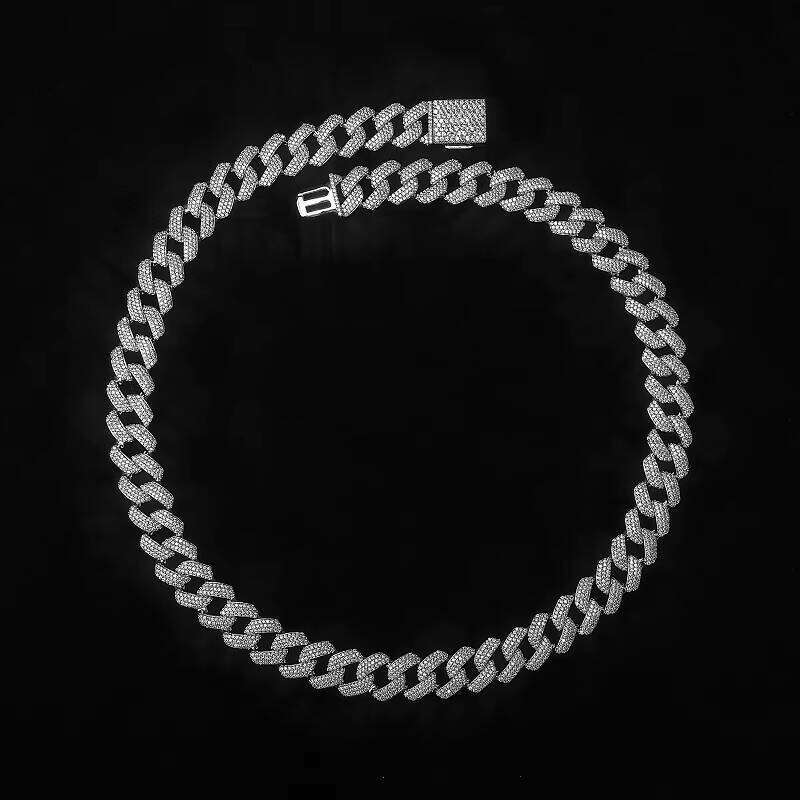 Unisex 14mm Link Necklace Gold Plated Hiphop Style Sweatproof Long Street Zircon Miami Cuban Chain Adjustable