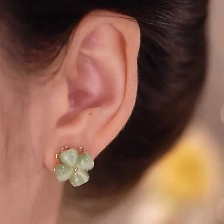 Stainless Steel Green Necklace Earrings Ring for Women New Gold Color Zircon Opal Stone Jewelry Gift Z250607