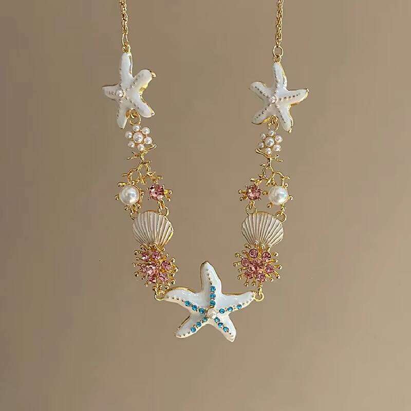 Vacation Style Ocean Series Shell Starfish Bohemian Pearl Women Casual Beach Party Exaggerated Necklace