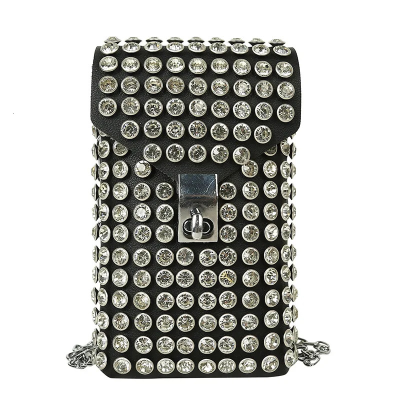 Full Rhinestone Women Phone Waist Bags Detachable PU Leather Waist Belt Shoe chain Crossbody Shoulder Bag Pack 250606