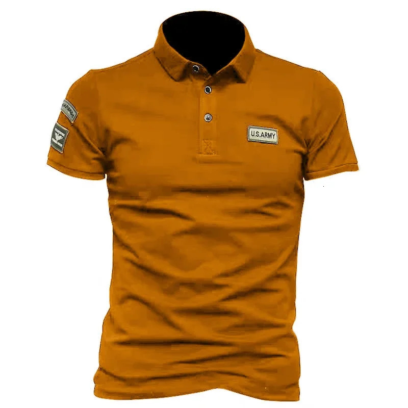 Men Short Sleeve Breathable Polo Shirts Embroidered T Shirt for Lightweight Solid Color Tops Button 250527