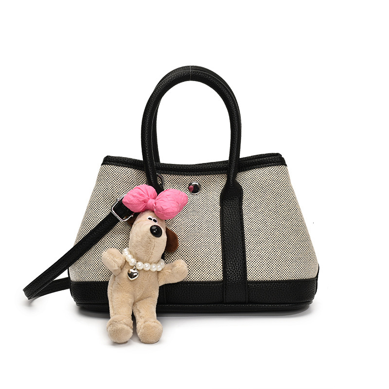 designer Niche Color-Block Canvas Tote Bucket Bag for Women 2025 New Casual Versatile Patchwork Shoulder Crossbody Small Tote Bag