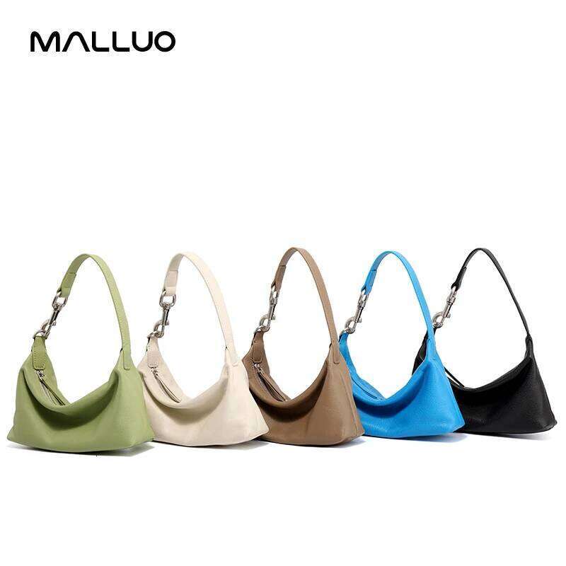 Women's Real Cow Leather Shoulder Bags Ladies Fashion Designer Handbags Female Retro Underarm Cowhide Crossbody Bag New