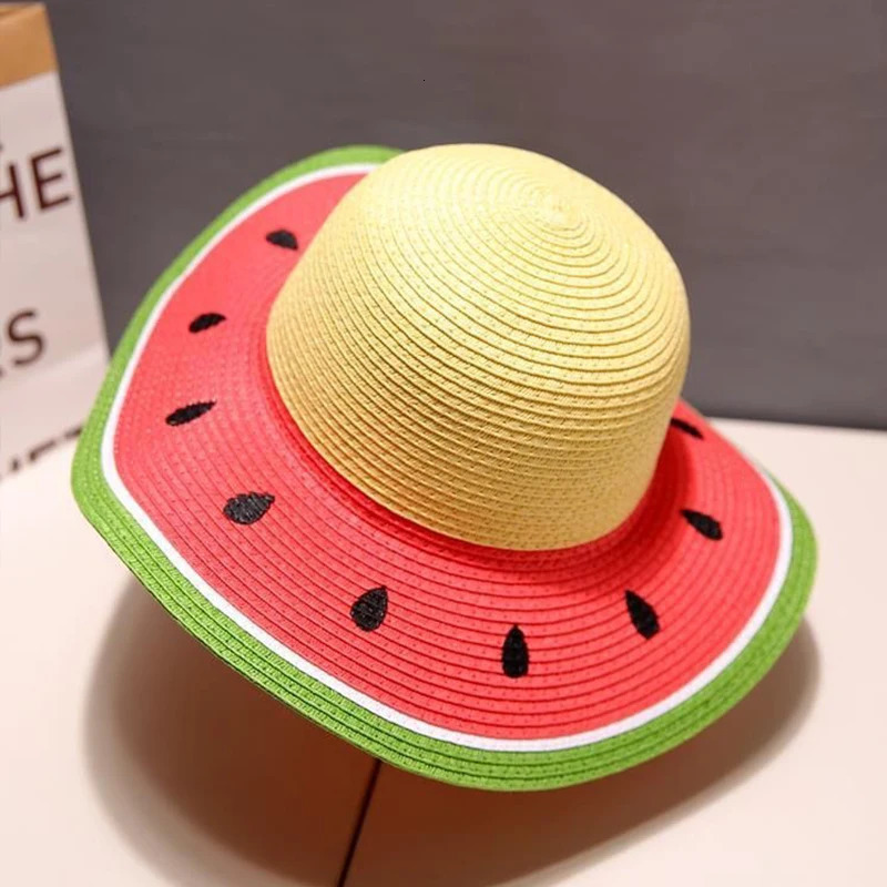 Women bucket hat Watermelon fruit straw hat casual fashion basin hat sun protection hat 250606