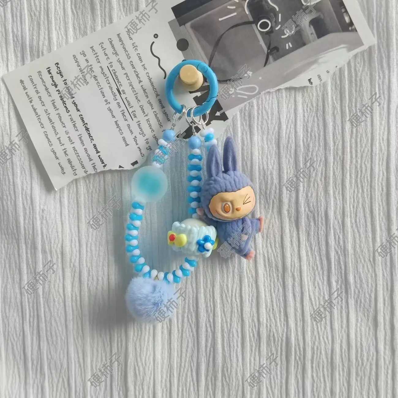 Labubu Yoga Mini Flocking Moe Grain Erchuang Changing Baby DIY Mobile Phone Keychain Pendant Baby Free Bag Accessories XJ250607