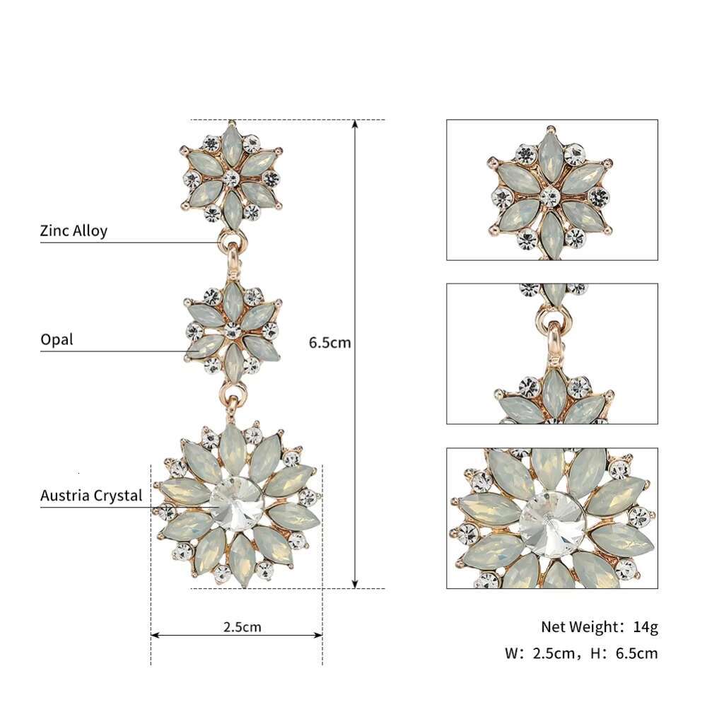 Hot Sell Ladies Earrings Designs Pictures Gold Color Crystal Earring