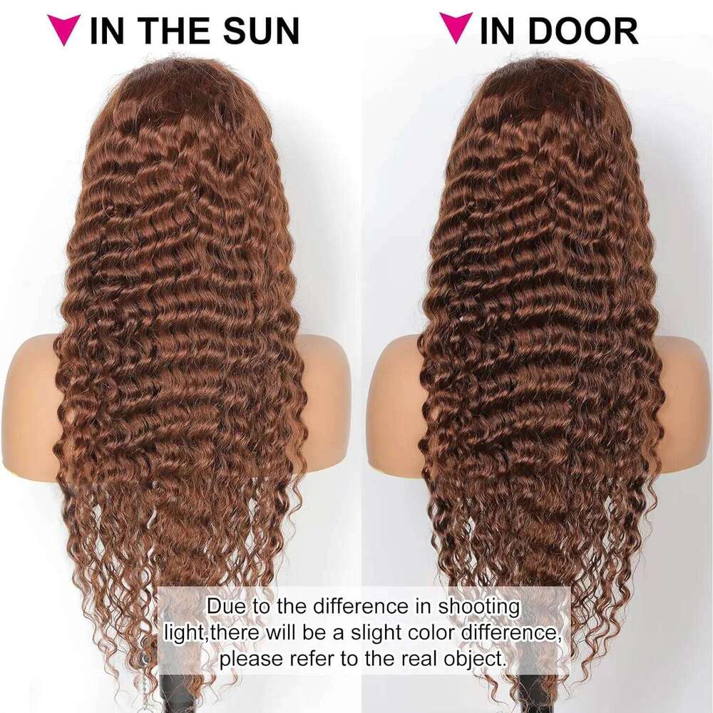 NAMM Curly wigs Transparent Lace Front Chocolate Brown 13x4 13x6 Brazilian Deep Wave Frontal Human Hair Wig for Women Pre Plucked