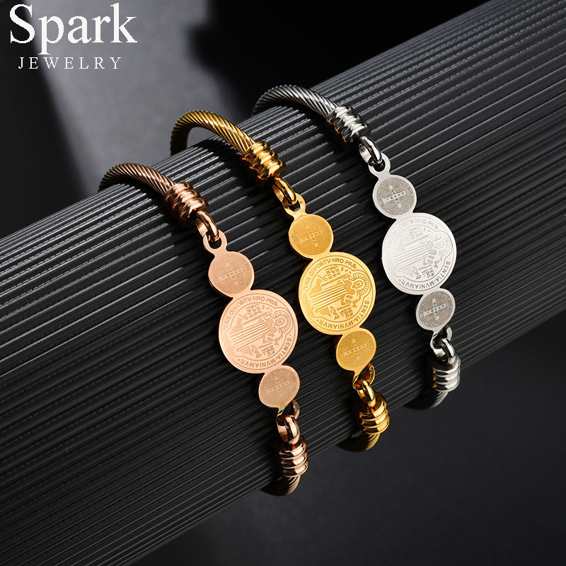 Religione Scintilla Catholicismo San Benito Rosario Bracciale Donne Inossidabil…