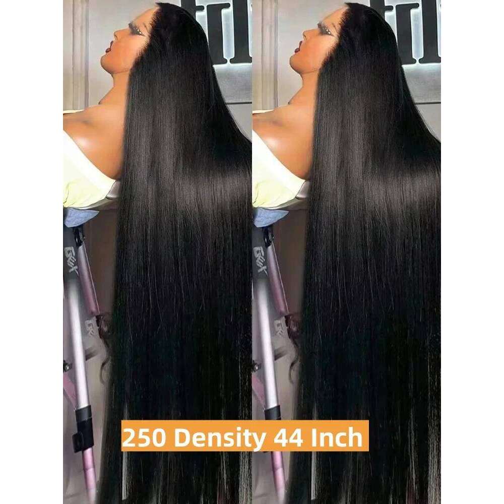 Mossily Straight 13x6 HD Lace Front Wigs Human Hair 30 44 Inch Black Wig 6x6 Gluless Closure Indian Raw For Women 250 Density