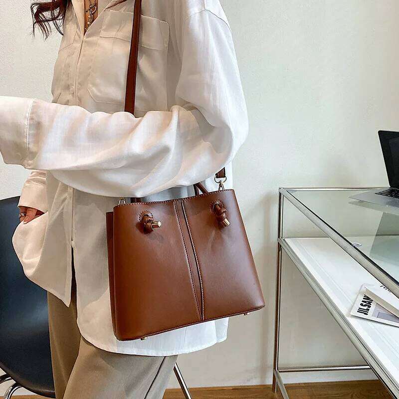 Designer Knot Handle Bucket Bags for Women Brands Purses and Handbags Commute Black Shoulder Crossbody Bag Tote Clutch