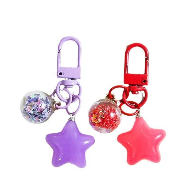 2pcs Metal Keyrings Buckle With Jelly Stars Bottle Pendant Colored Keychain For DIY Jewelry Making Key Accessories Wholesale Z250607