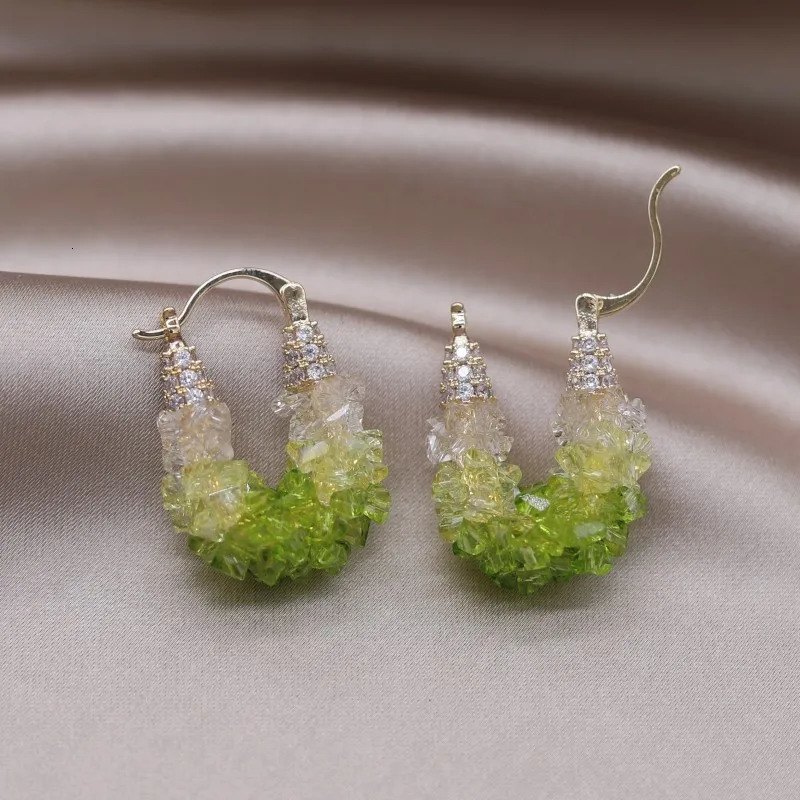 Korean Fashion Jewelry 14K Gold Plated Handmade Crystal Zircon Earrings Elegant Womens Party Accessories 250604