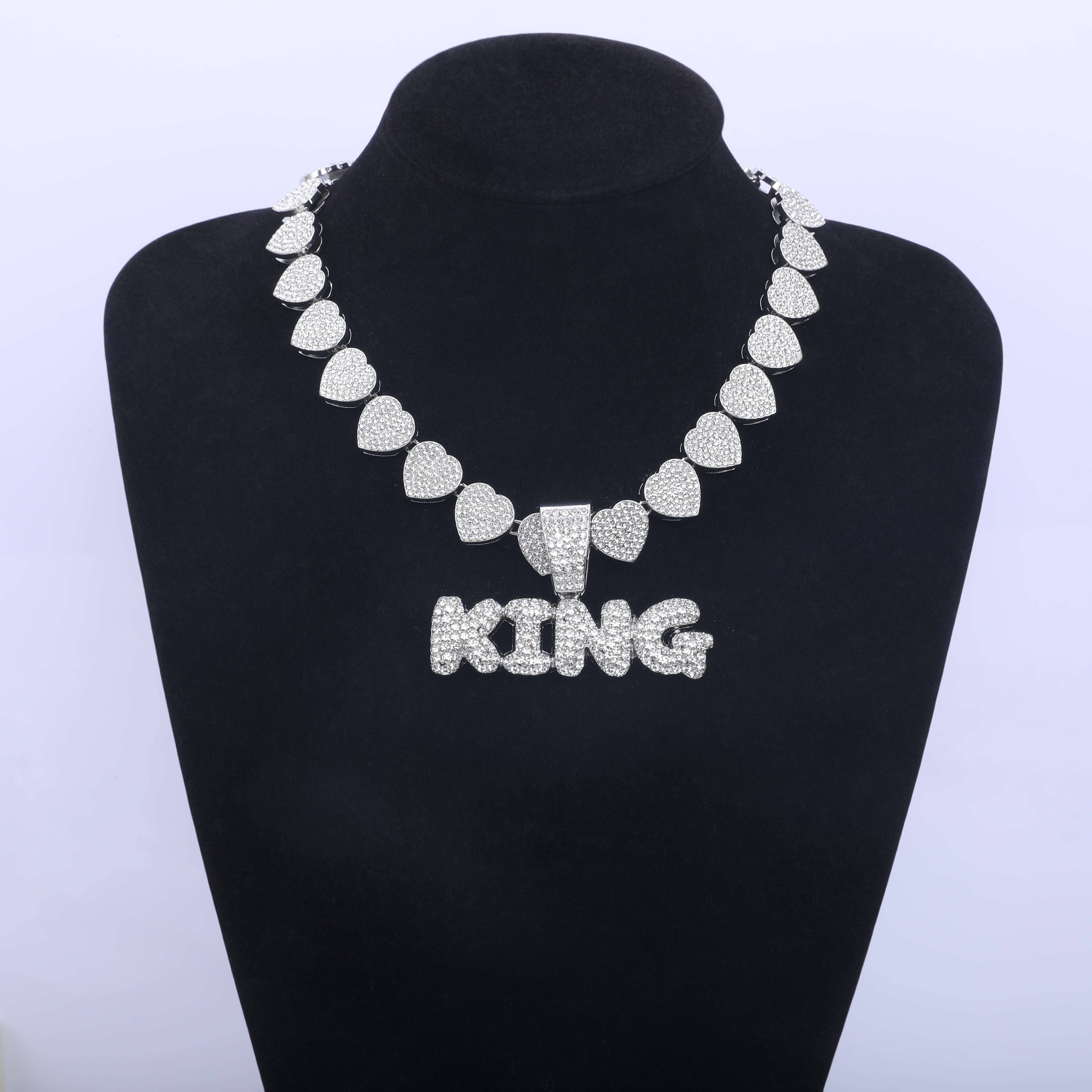 Hot Selling Cuban Chain Hip Hop Jewelry Silver Plated Gold Link Chain with Rhinestone Zinc Alloy Necklace Bracelet