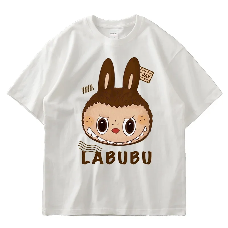 Anime LABUBU Print Designer T Shirt Couple Student Street Sports Casual T-shirt Girl Summer Funny 100% Cotton Clothes 2025 New