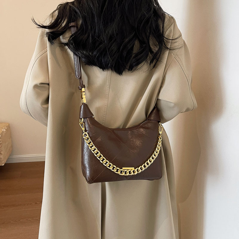 designer Vintage Lunch Box Underarm Small Bag for Women 2025 New Thick Chain Bag Fashion Handbag Shoulder Bag Casual Crossbody Bag