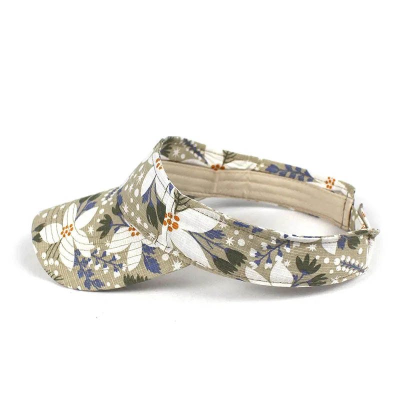 Floral Print Summer Visor Hats Spring Summer Womens Outdoor Sun Protection Empty Top Visors For Girl 250603
