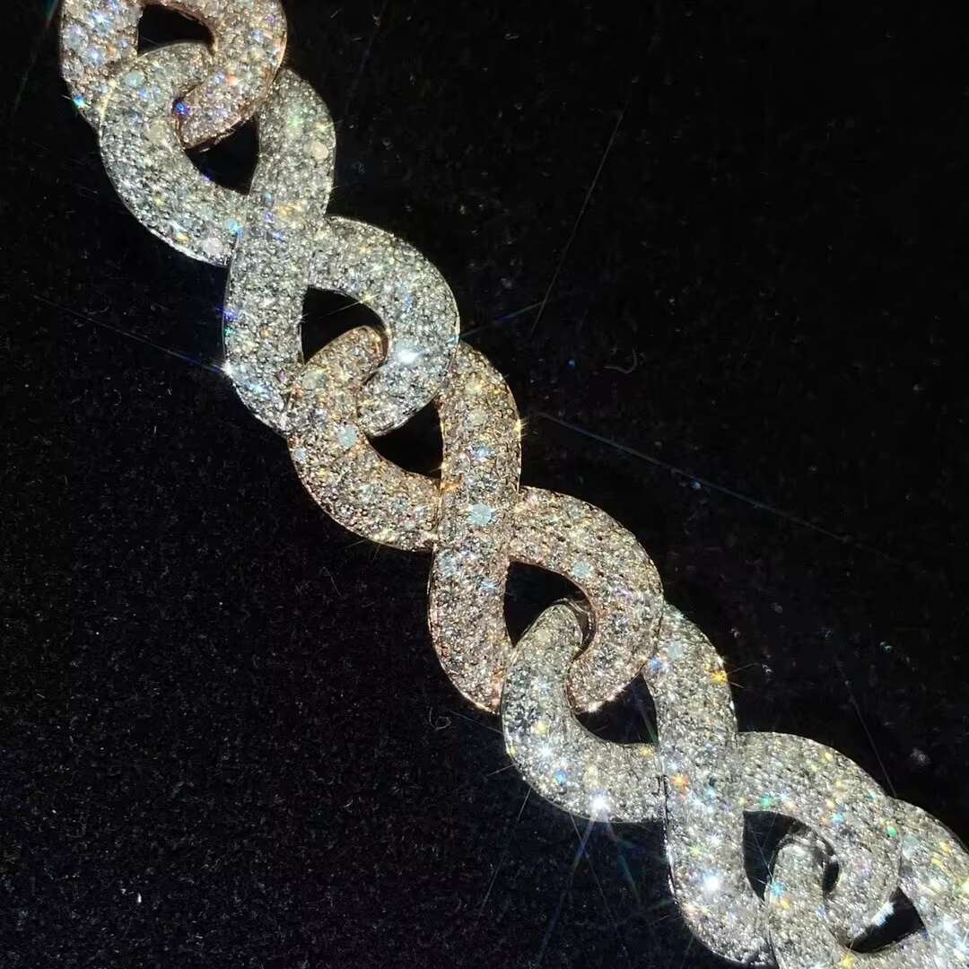 Custom Mens Demon Eye Cuban Chain 10K/14K/18K Gold Franco Bracelet CVD Lab Diamond Necklace Hip Hop Jewelry