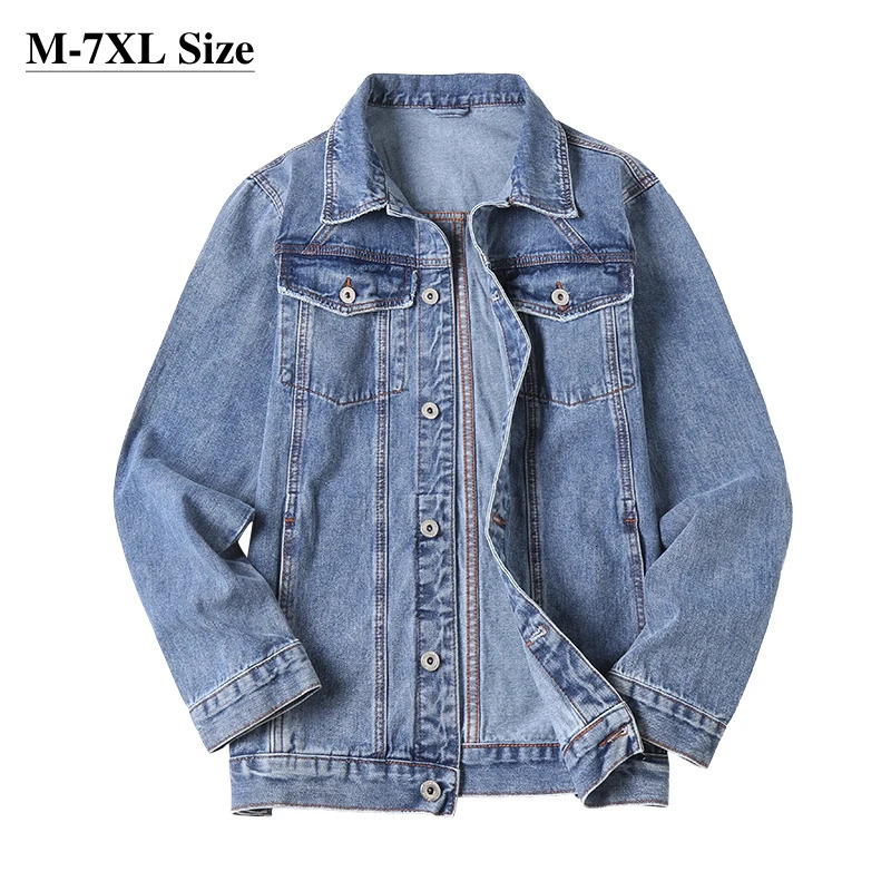 Oversized Mens Denim Jacket 2023 Autumn Cotton Jean Coats Loose Fashion Casual Streetwear Male Clothing 5XL 6XL 7XL 250530