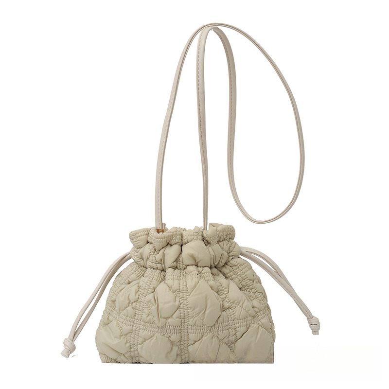 Free Shipping 2025 New Designer Bag Minimalist Quilted Drawstring Bucket Bag Luxury Wallet Soft Nylon Shoulder Bag Lightweight Dumpling Bag Trendy Han