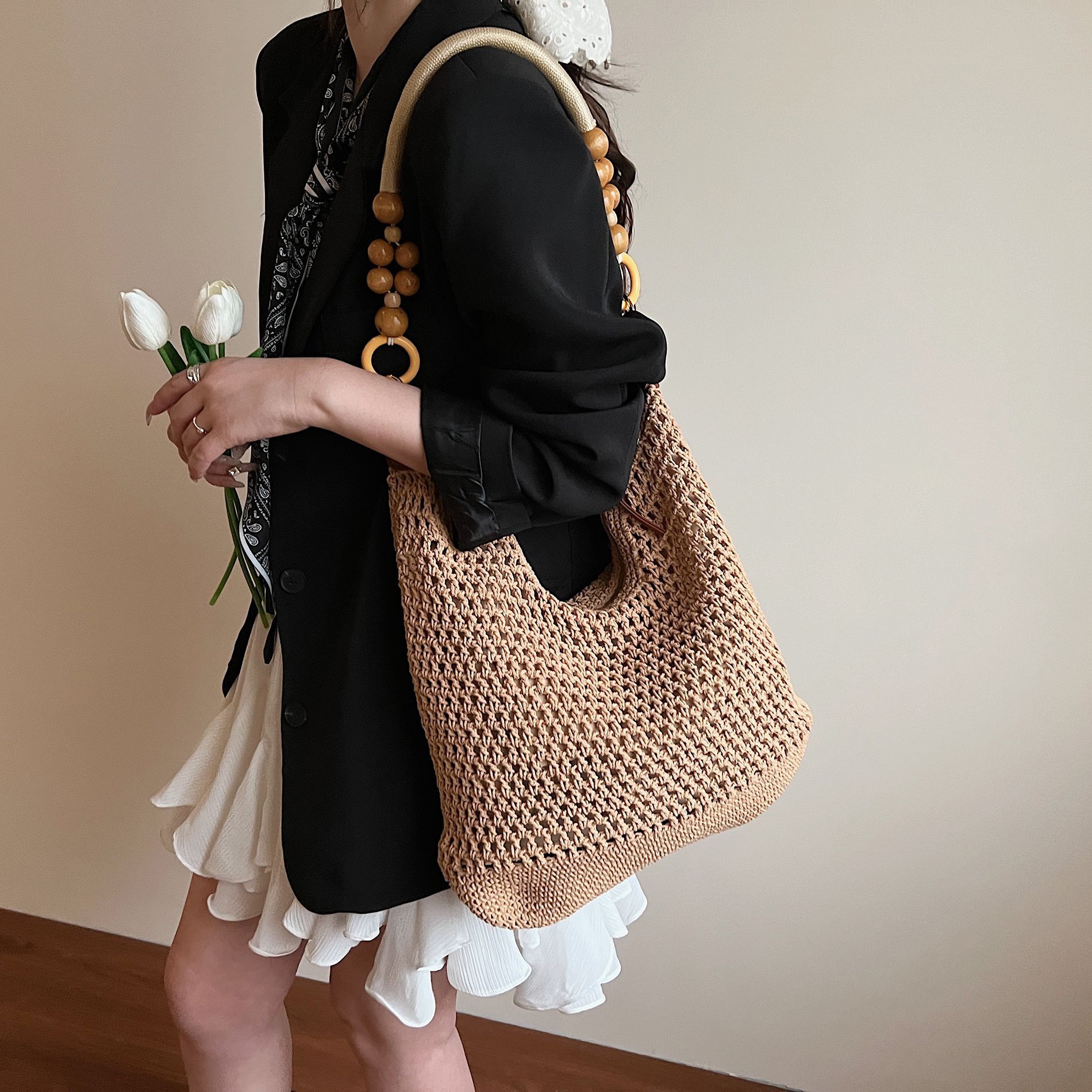 designer Beach Vacation Lazy Style Woven Bag for Women 2025 Summer New Large Capacity Versatile Straw Tot