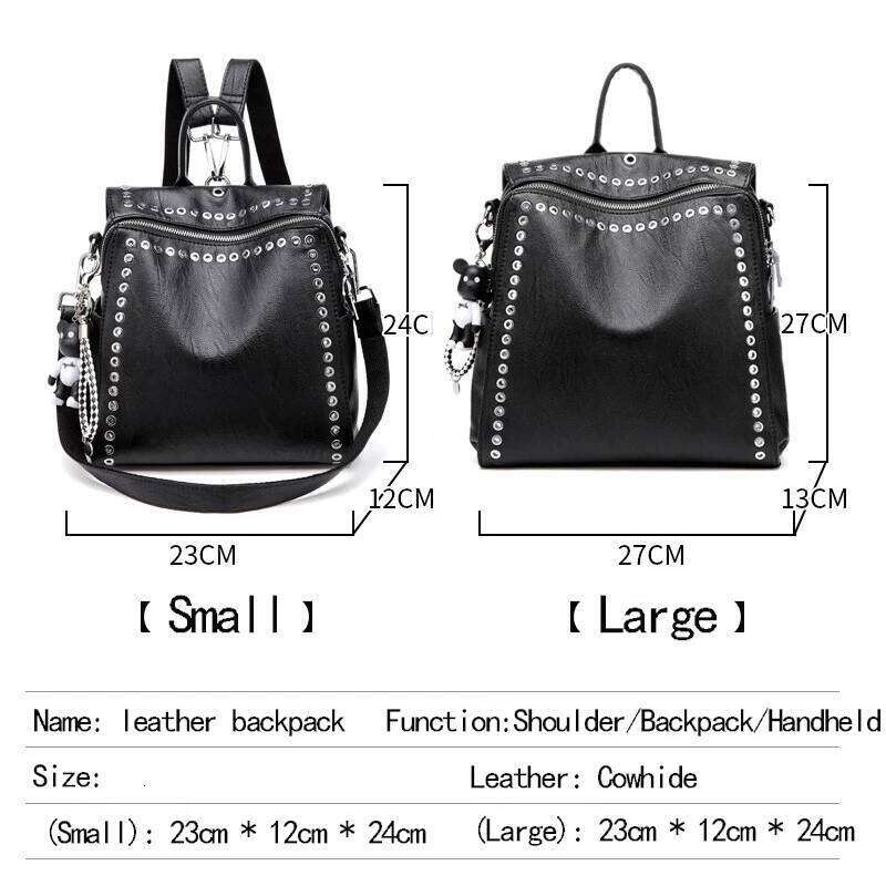 Designer Bag Women Genuine Leather Backpack Rivet Multifunctional Shoulder Female Daily Travel Bag Girls Fashion Schoolbag Mochila