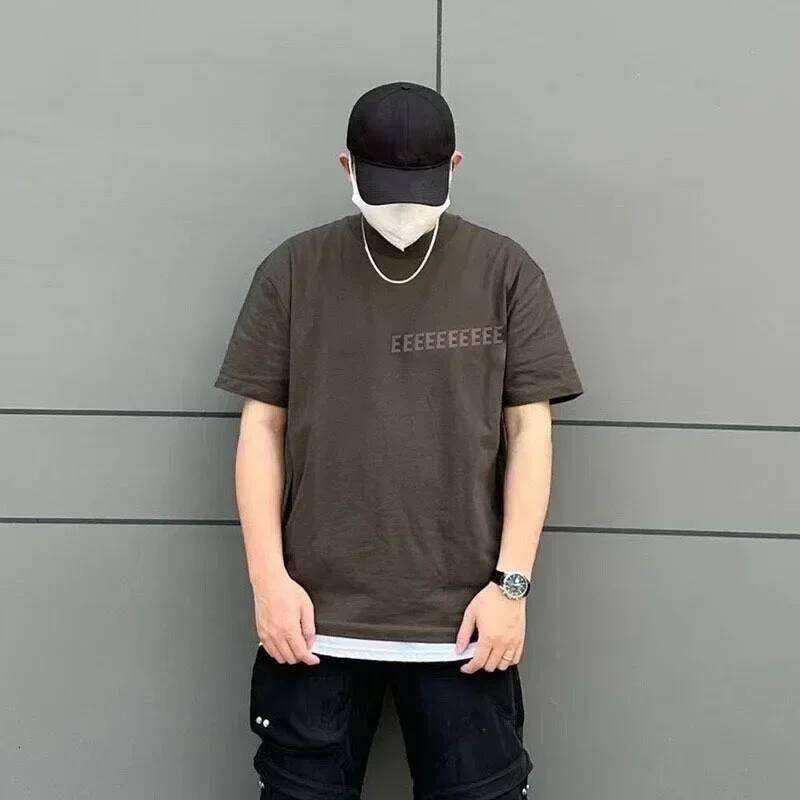 Season 9 Classic Brand Men's Chest 3D Silicone Letter Cotton Short Sleeve Trendy Couple High Street Loose Top T-shirt