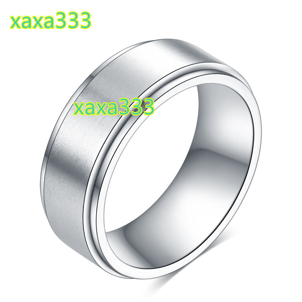 New Popular 8mm Men Stress Release Accessory Spinner Ring Casual Stylish Stainless Steel Silver Black Rotatable Spinner Ring