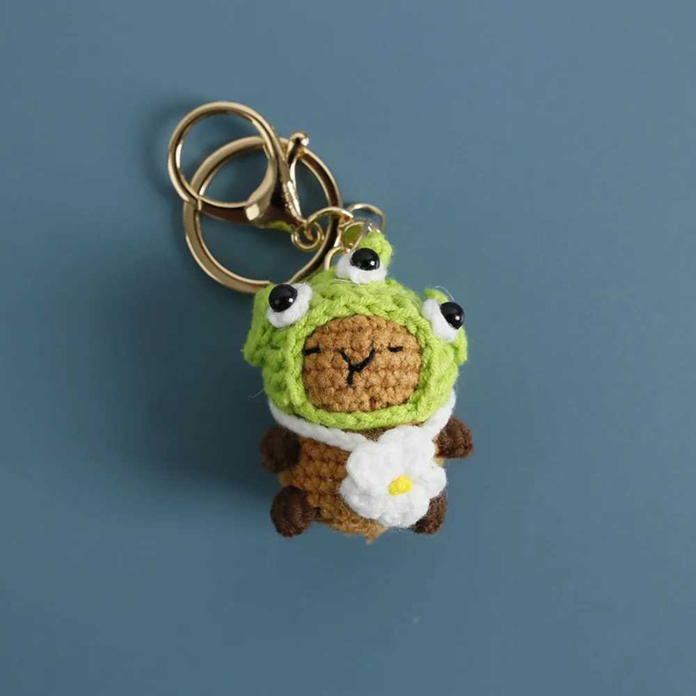 Kids Toys Capybara Doll Keychains Knitted Creative Cartoon Pendant Bag Accessories Crochet Key Ring XJ250607