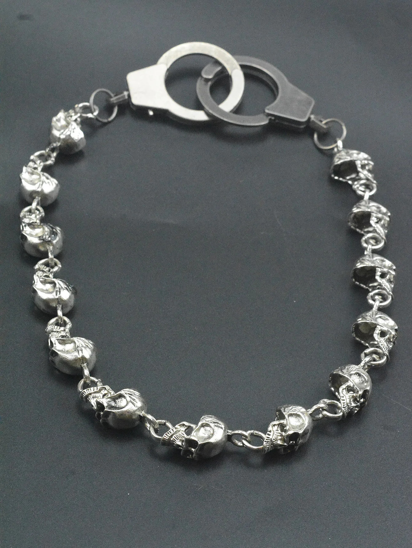 Hip pop Heavy self defense EDC Trousers Jeans Wallet waist pirate skull Chain thumb cuff Keychain choker Gift choice 250530