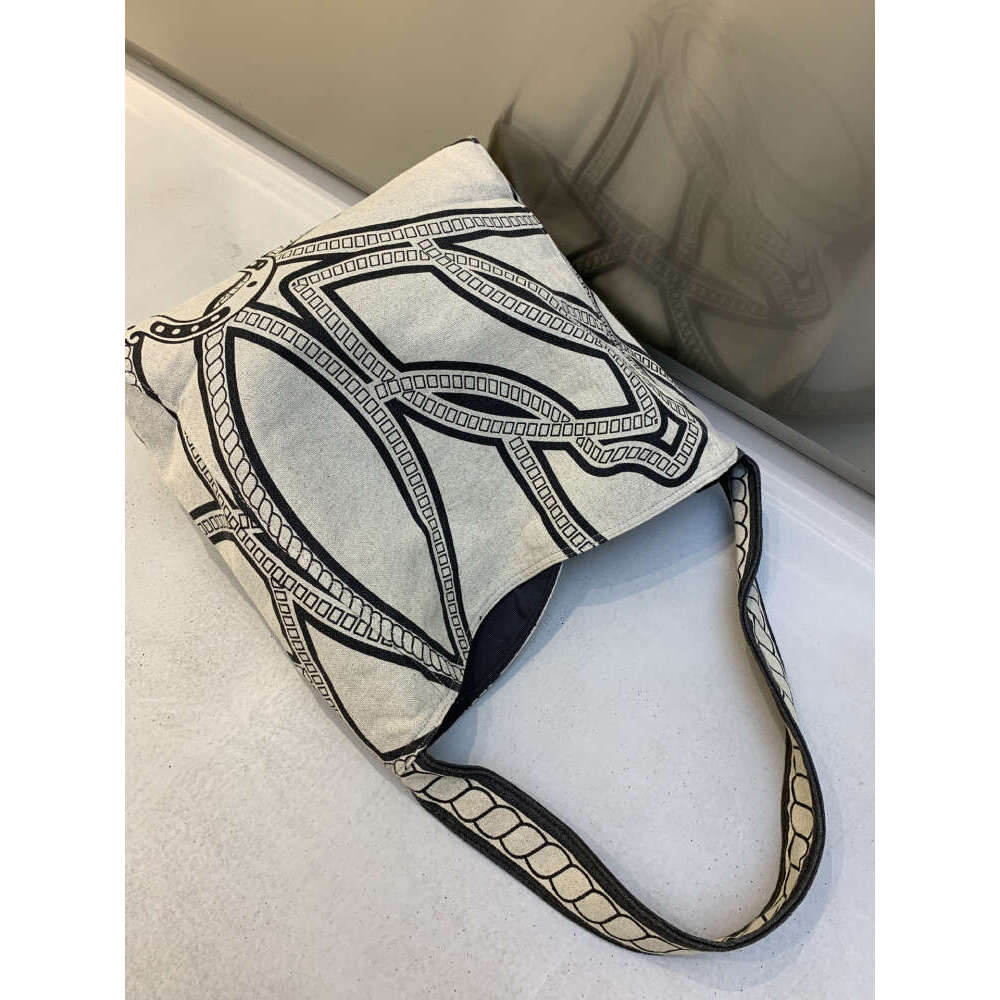 Linen Print Bag New Single Handheld Canvas Designer Shoulder Versatile Fashion