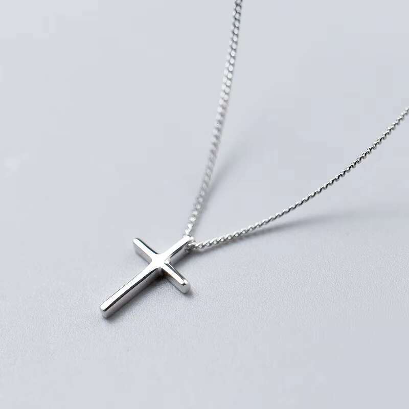 Solid Pure 925 Sterling Silver Cross Fashion Pendant Necklace for Women