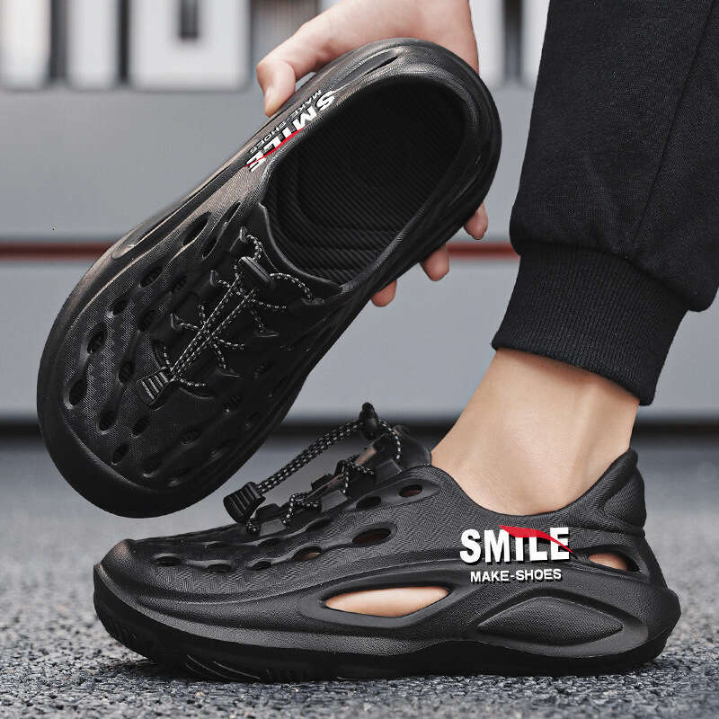 Thick-Soled Large Size Men, Summer Outdoor EVA Sports Cushioning Hole Shoes, Beach Sandals for Men