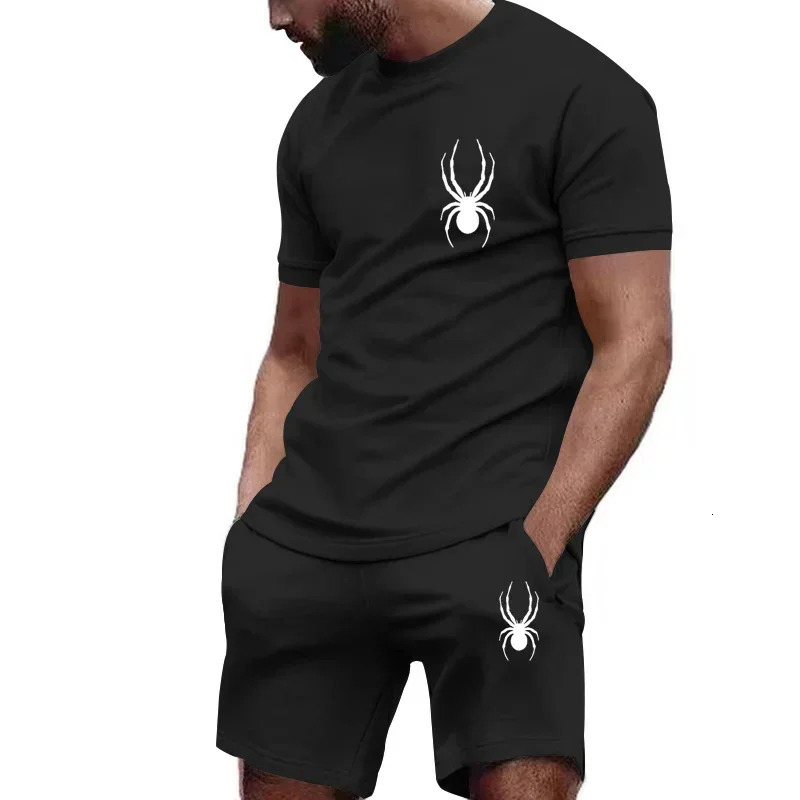 Summer Mens clothing short-sleeved T-shirt five-point shorts 2-piece set tracksuit fashion jogging casual Mens sets 250603