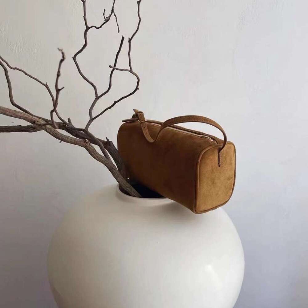 Niche Cowhide Pen Holder Suede Underarm 90s Single Shoulder Mini Genuine Leather Small Square Bag Handbag for Women