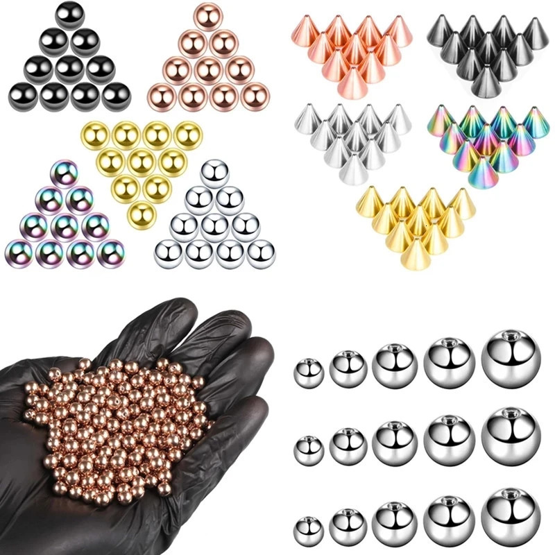 10PCS Stainless Steel Screw Replacement Piercing Ball Lot Labret Eyebrow Bulk Jewelry Accessories 250606
