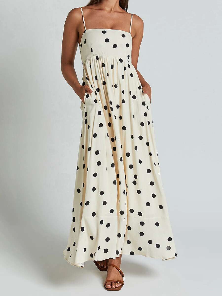 Elegant Floral Print Sleeveless Maxi Dress with V-neckline and Ruffle Hem for Wedding Guest Evening Party Prom Beach