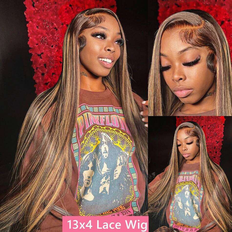 NAMM highlight hd wig 13x6 ombre honey blonde colored straight lace front wigs human hair