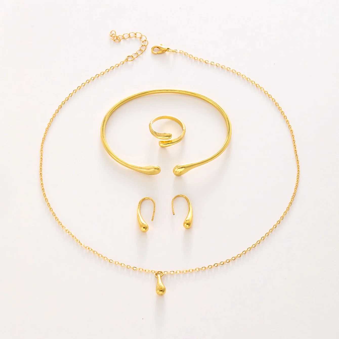 Fashion Teardrop Jewelry Set for Women Simple Ring Necklace Earrings Set Suitable for Engagement Party Gift Jewelry Z250607