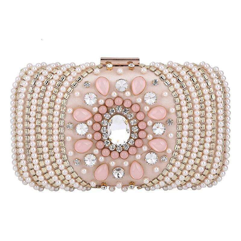 New Trendy Party Dinner Bead Pearl Crystal Hand Embroidery Rhinestone Evening Shoulder Bag For Wedding Women Prom