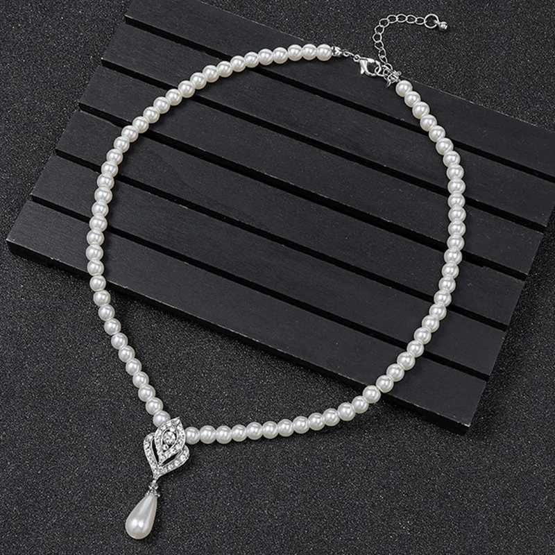 3pcs Women Pearl Water Drop Necklace Earrings Set Elegant Bridal Jewelry for Weddings Parties Holiday Trendy Luxury Accessories Z250607