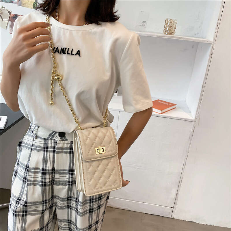 Phone for Women New Crossbody Fashion Quilted Gold Ball Chain Single Shoulder Ladies Small Bag
